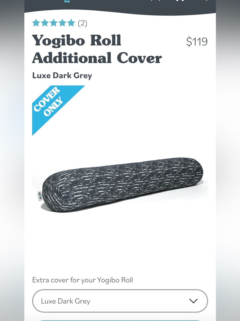 Yogibo roll cover luxe dark grey